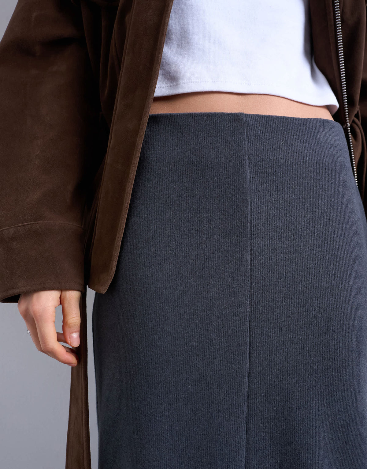 Topshop soft touch pencil skirt co-ord in charcoal grey