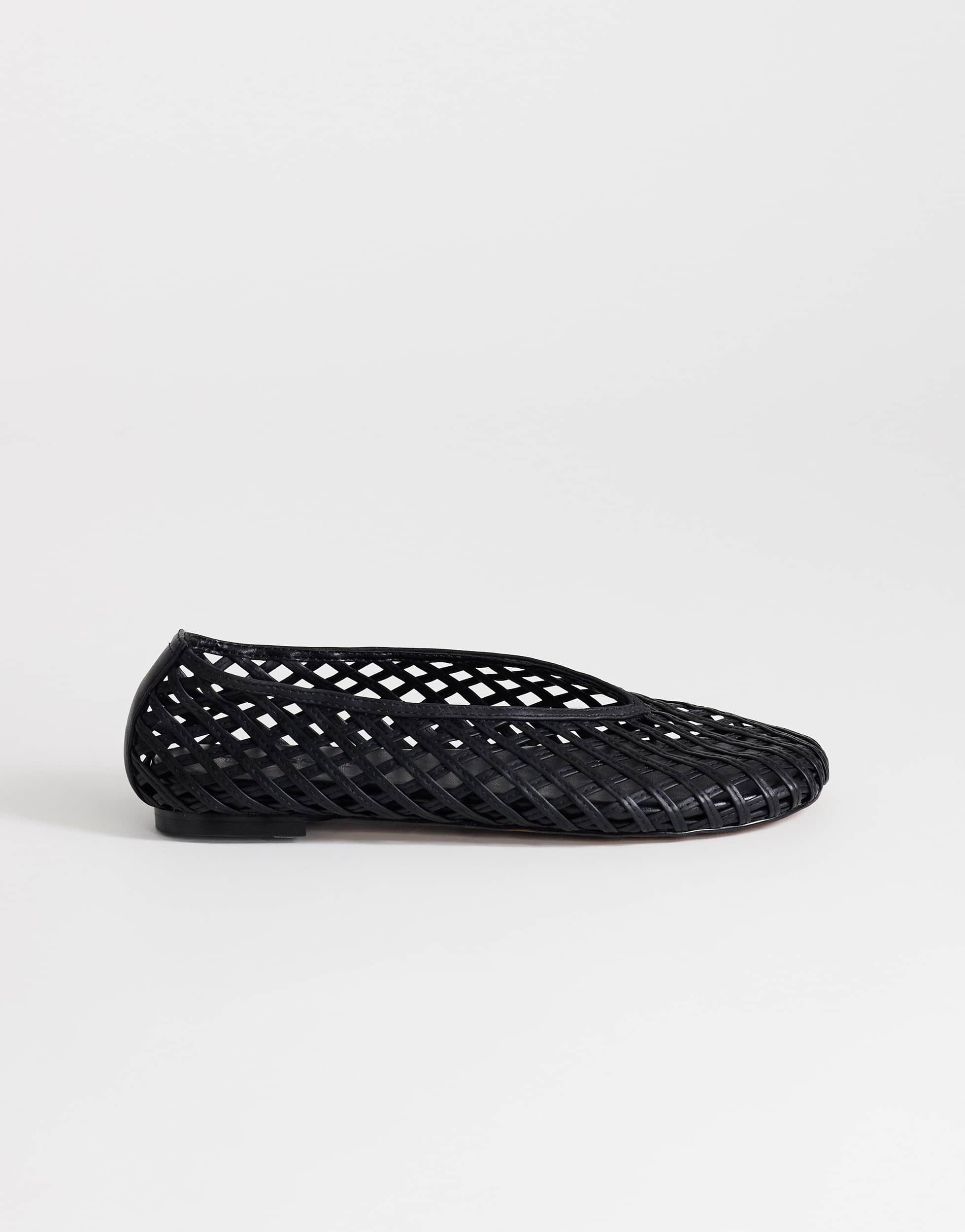 Topshop Luna woven ballet flat in black