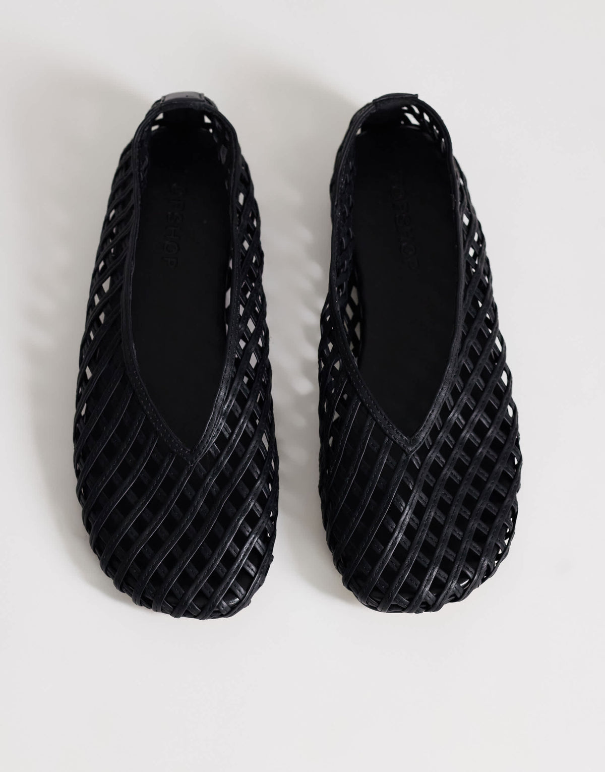 Topshop Luna woven ballet flat in black