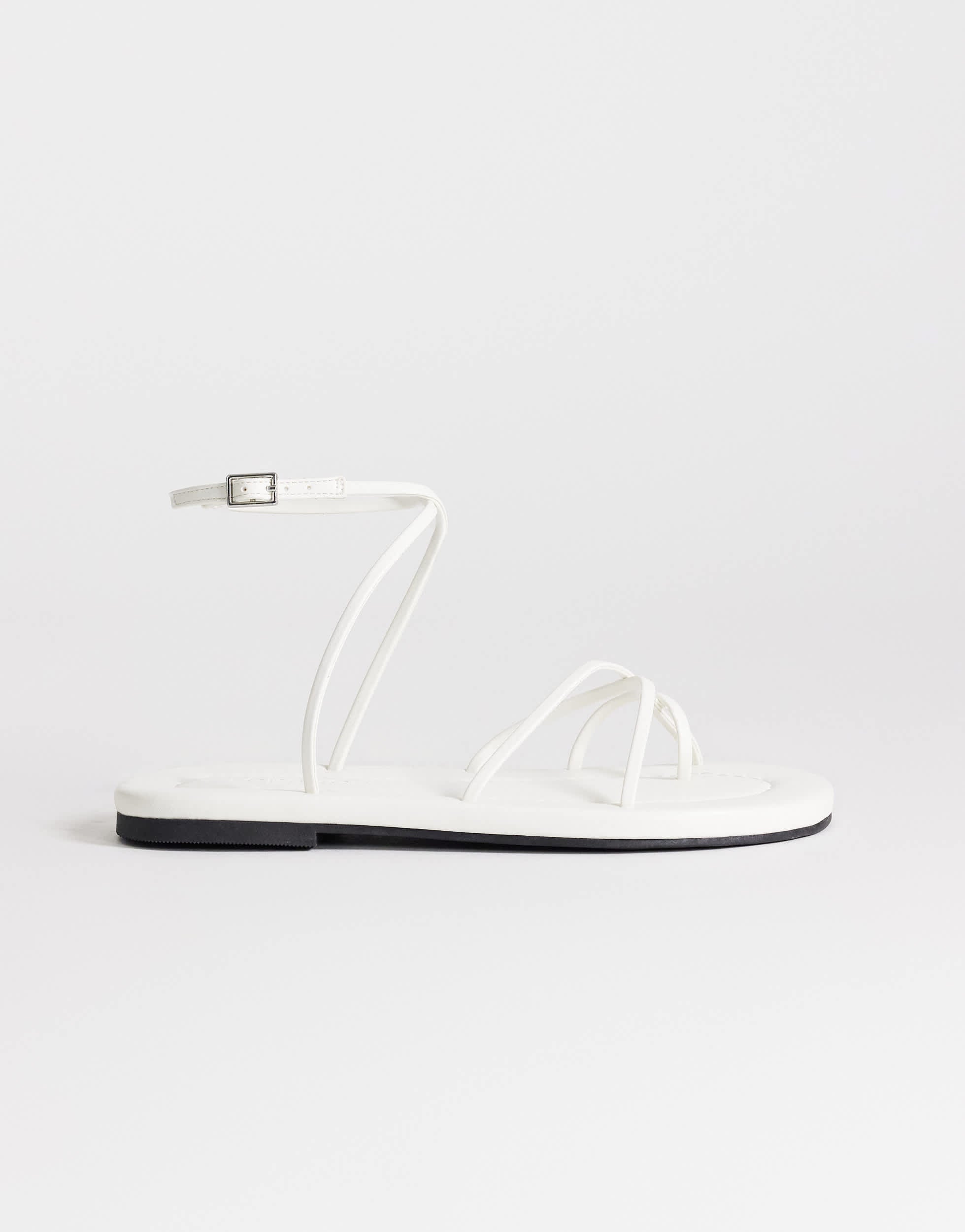 Topshop Emma strappy flat sandal in white