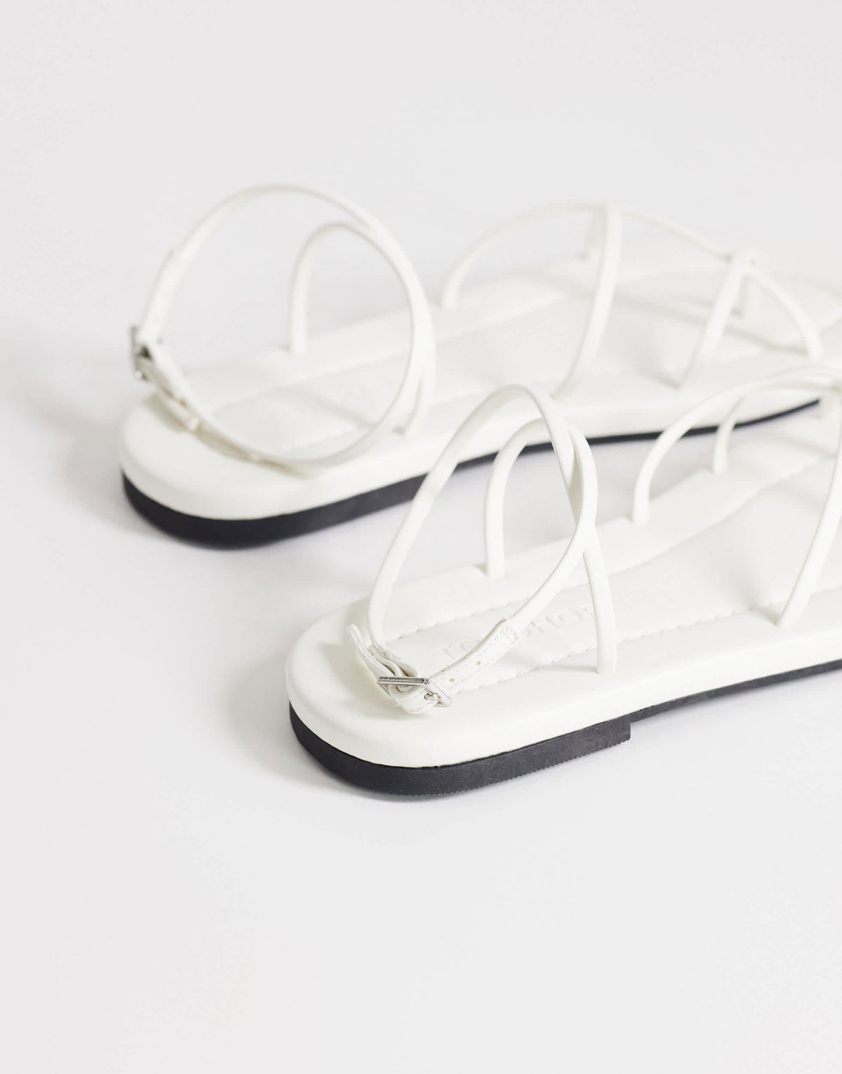 Topshop Emma strappy flat sandal in white