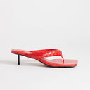 Topshop Emily pin mid heel woven toe thong sandal in red