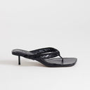Topshop Emily pin heel woven toe thong sandal in black