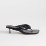 Topshop Emily pin heel woven toe thong sandal in black