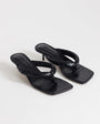 Topshop Emily pin mid heel woven toe thong sandal in black