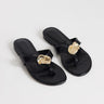 Topshop Eden toe thong sandal with hardware in black