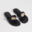 Topshop Eden toe thong sandal with hardware in black