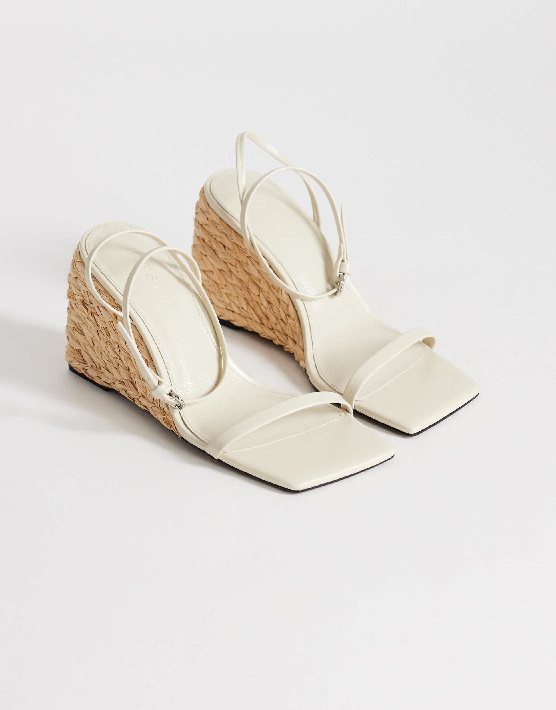 Topshop Elysia raffia two part sandal in off white