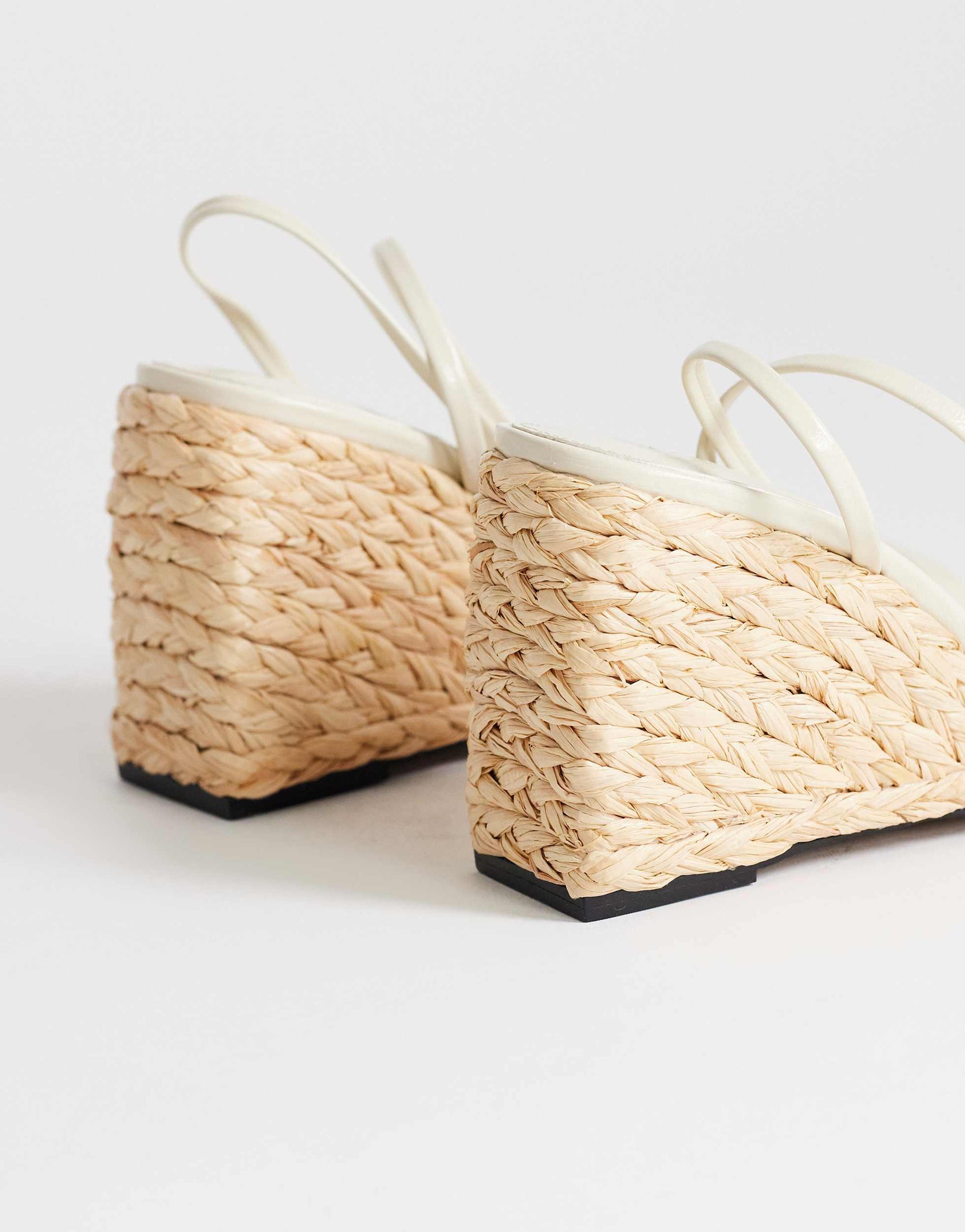 Topshop Elysia raffia two part sandal in off white