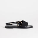 Topshop Mandy round toe flat sandal with hardware in black