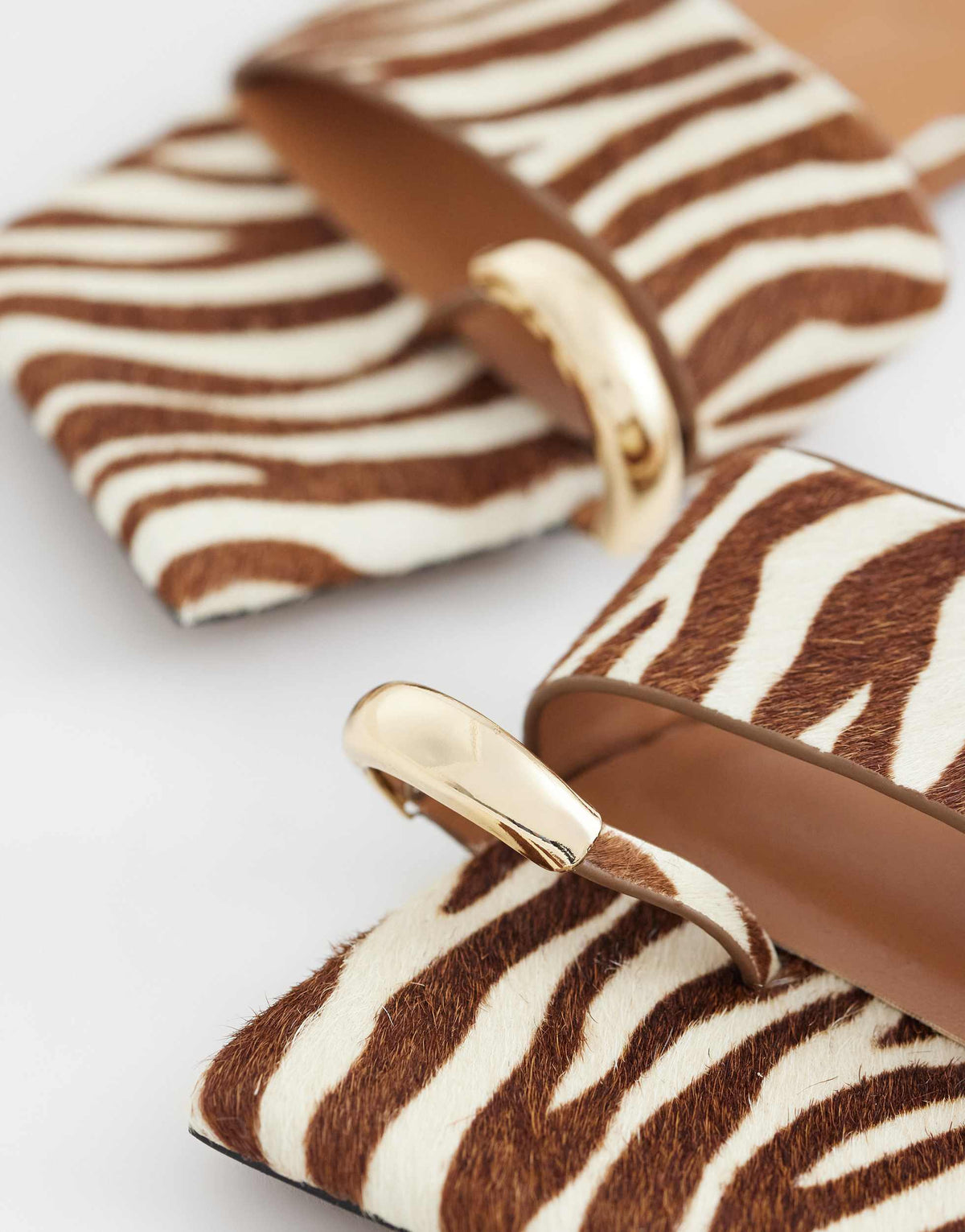 Topshop Mina mule flat sandal with hardware hair on real leather zebra