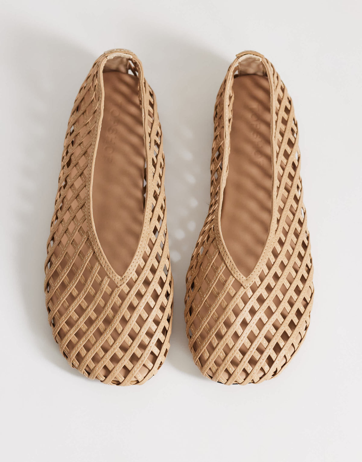 Topshop Luna woven ballet flat in sand