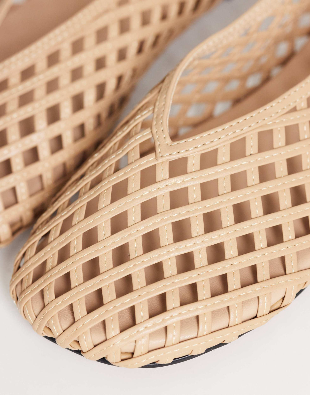 Topshop Luna woven ballet flat in sand