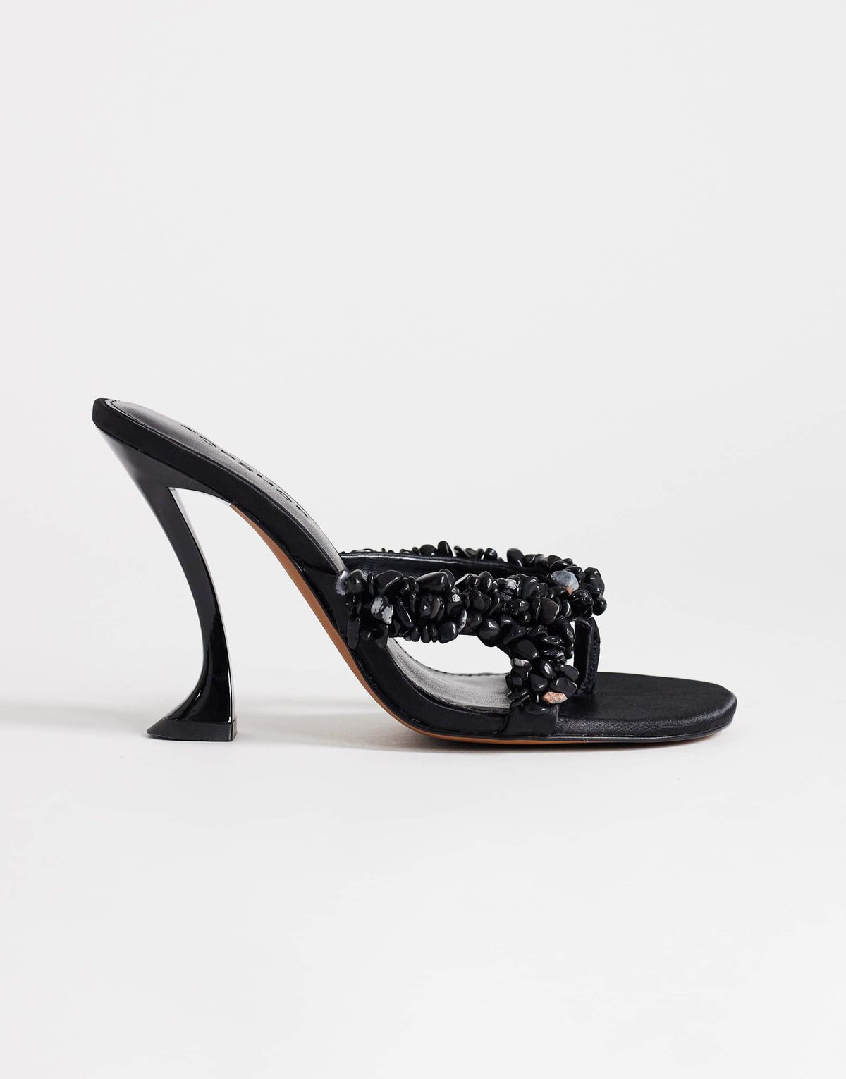 Topshop Natasha embellished mule high heeled sandal in black