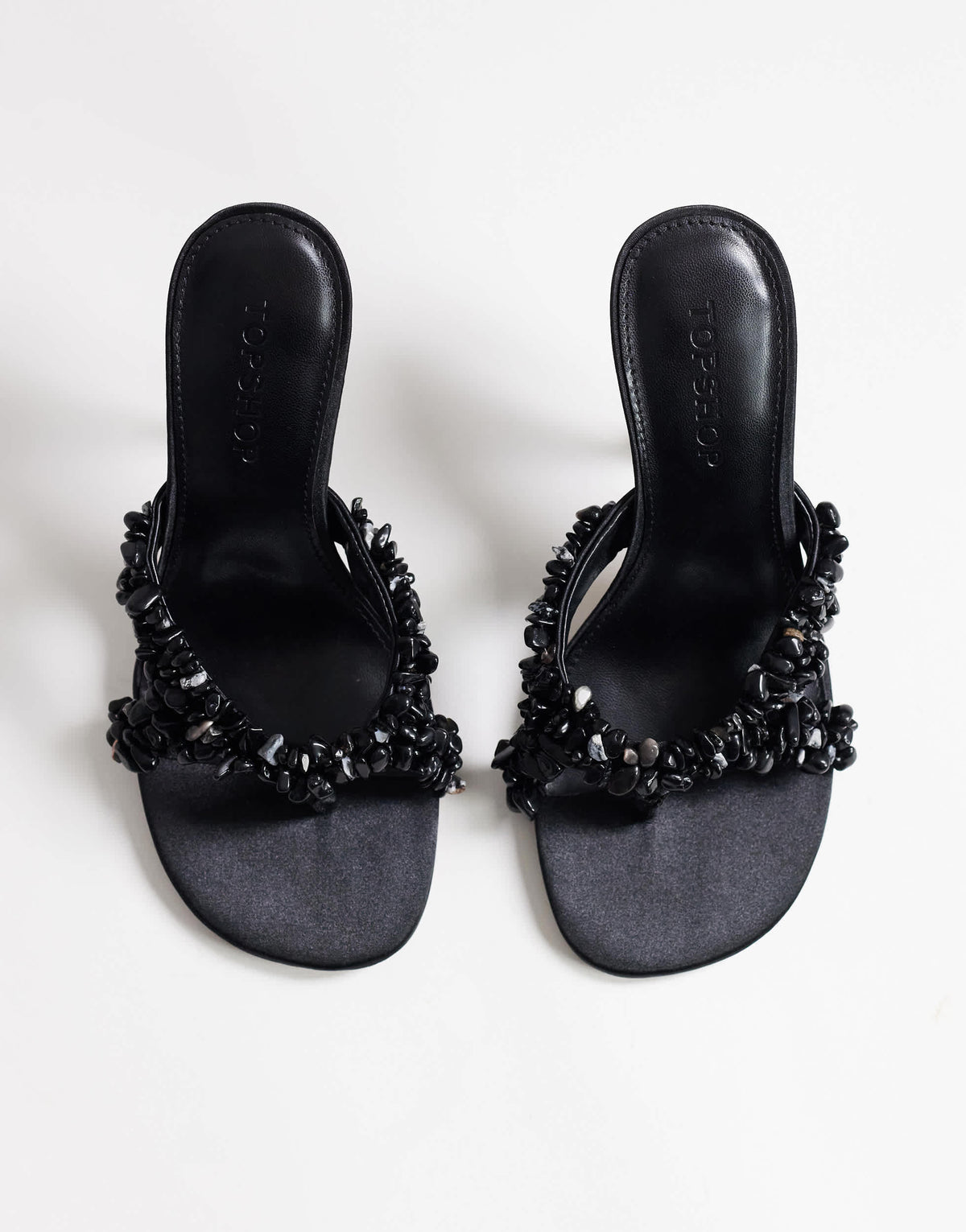 Topshop Natasha embellished mule high heeled sandal in black