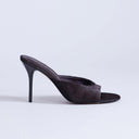 Topshop Nasim high heeled mule in chocolate hair on real leather