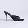 Topshop Nasim high heeled mule in chocolate hair on real leather