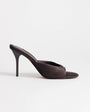 Topshop Nasim high heeled mule in chocolate hair on real leather