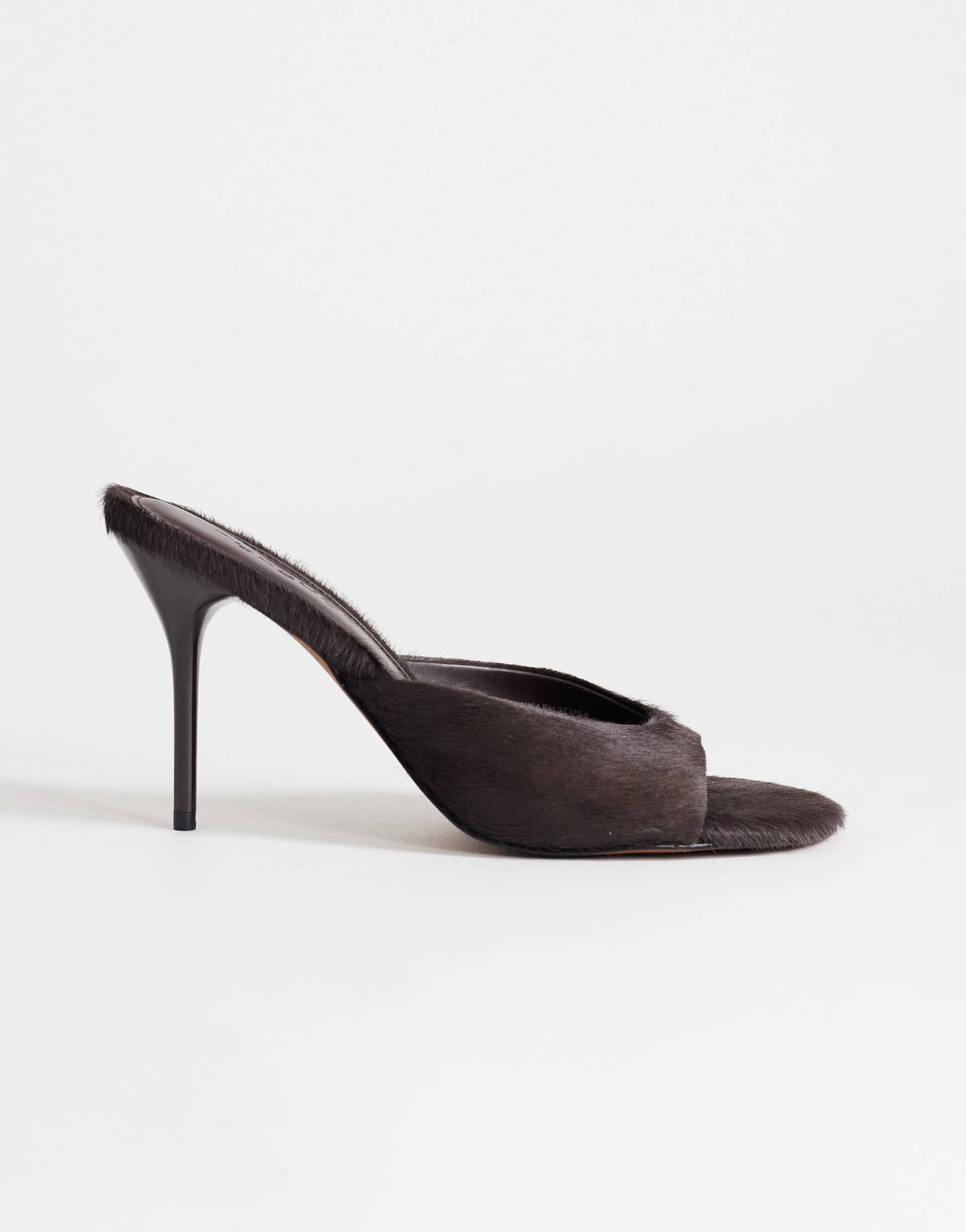 Topshop Nasim high heeled mule in chocolate hair on real leather
