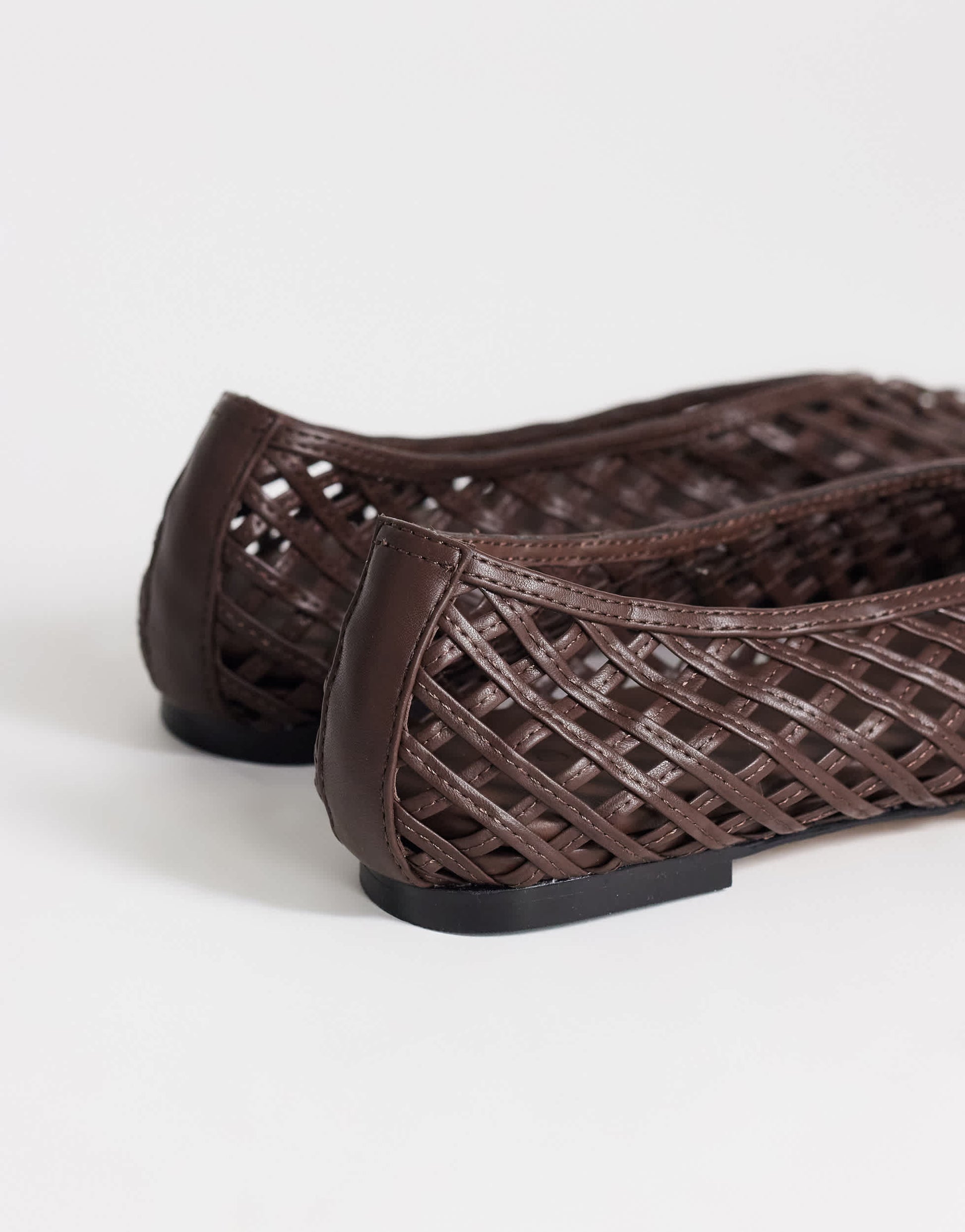 Topshop Luna woven ballet flat in chocolate