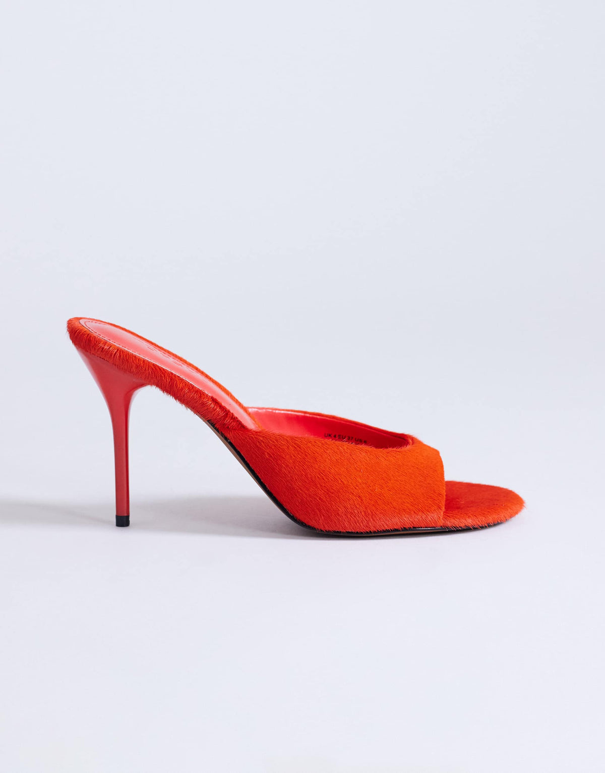 Topshop Nasim high heeled mule in orange hair on real leather
