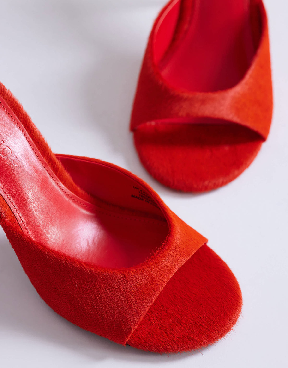 Topshop Nasim high heeled mule in orange hair on real leather