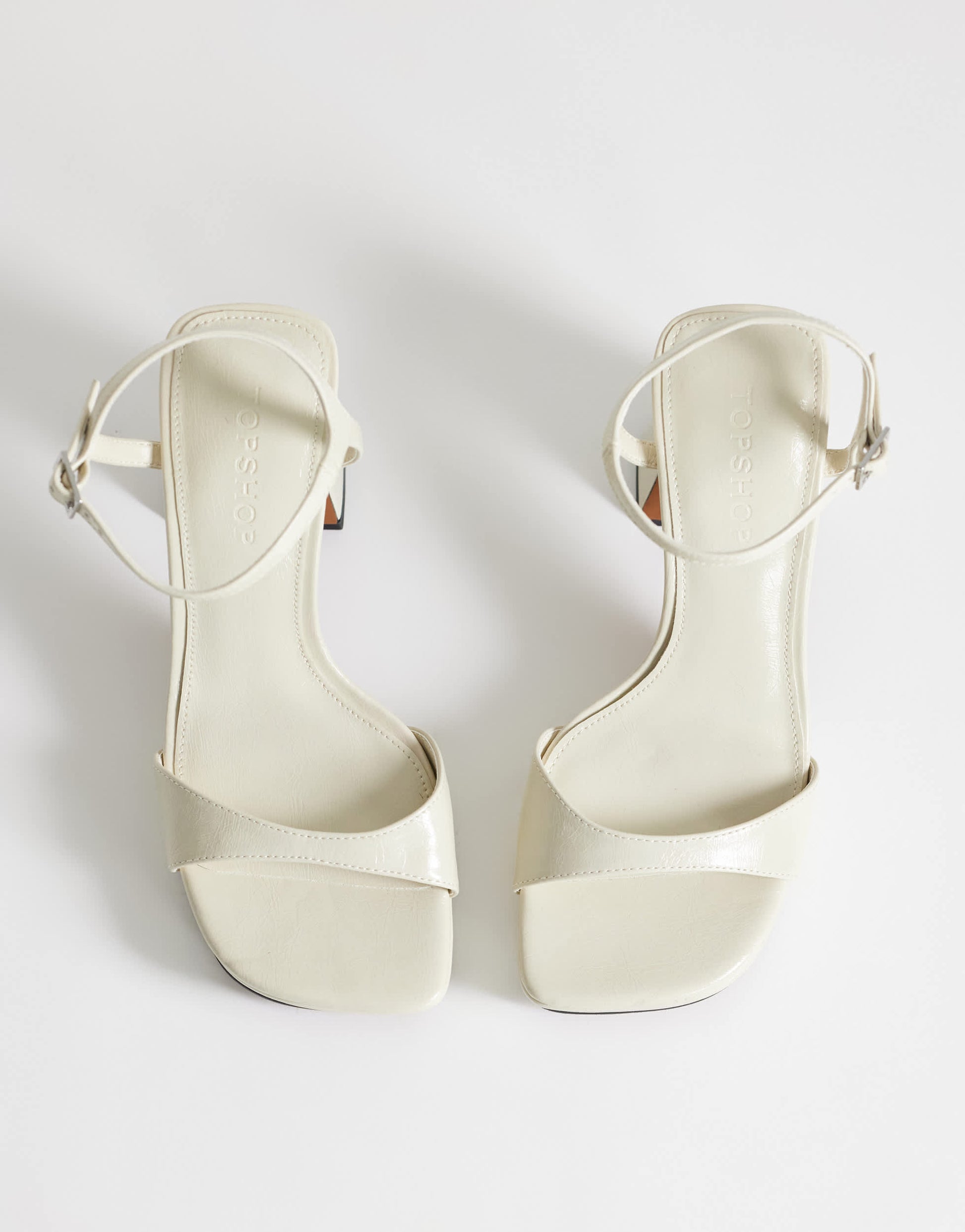 Topshop Faye platform two part high heel sandal in off white
