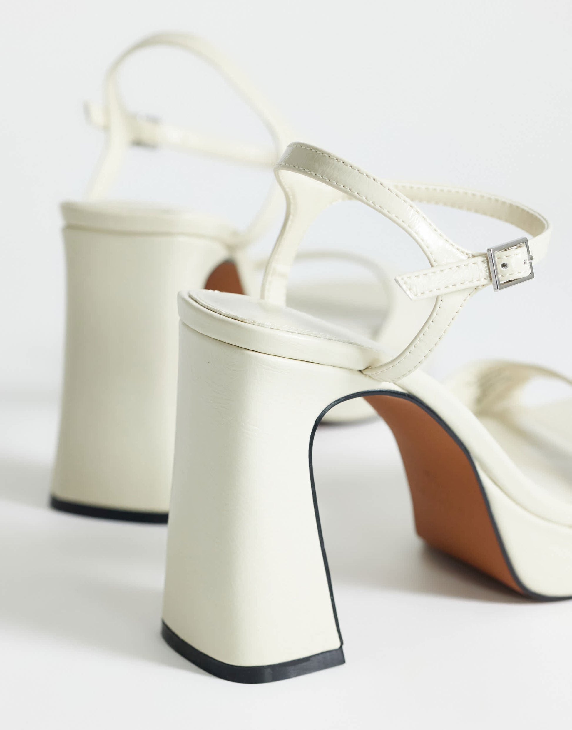 Topshop Faye platform two part high heel sandal in off white