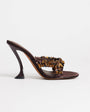 Topshop Natasha embellished mule high heeled sandal in chocolate satin 