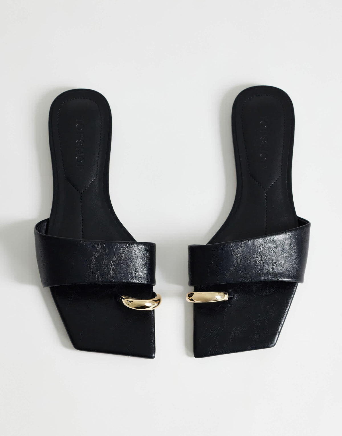 Topshop Mina mule flat sandal with hardware in black