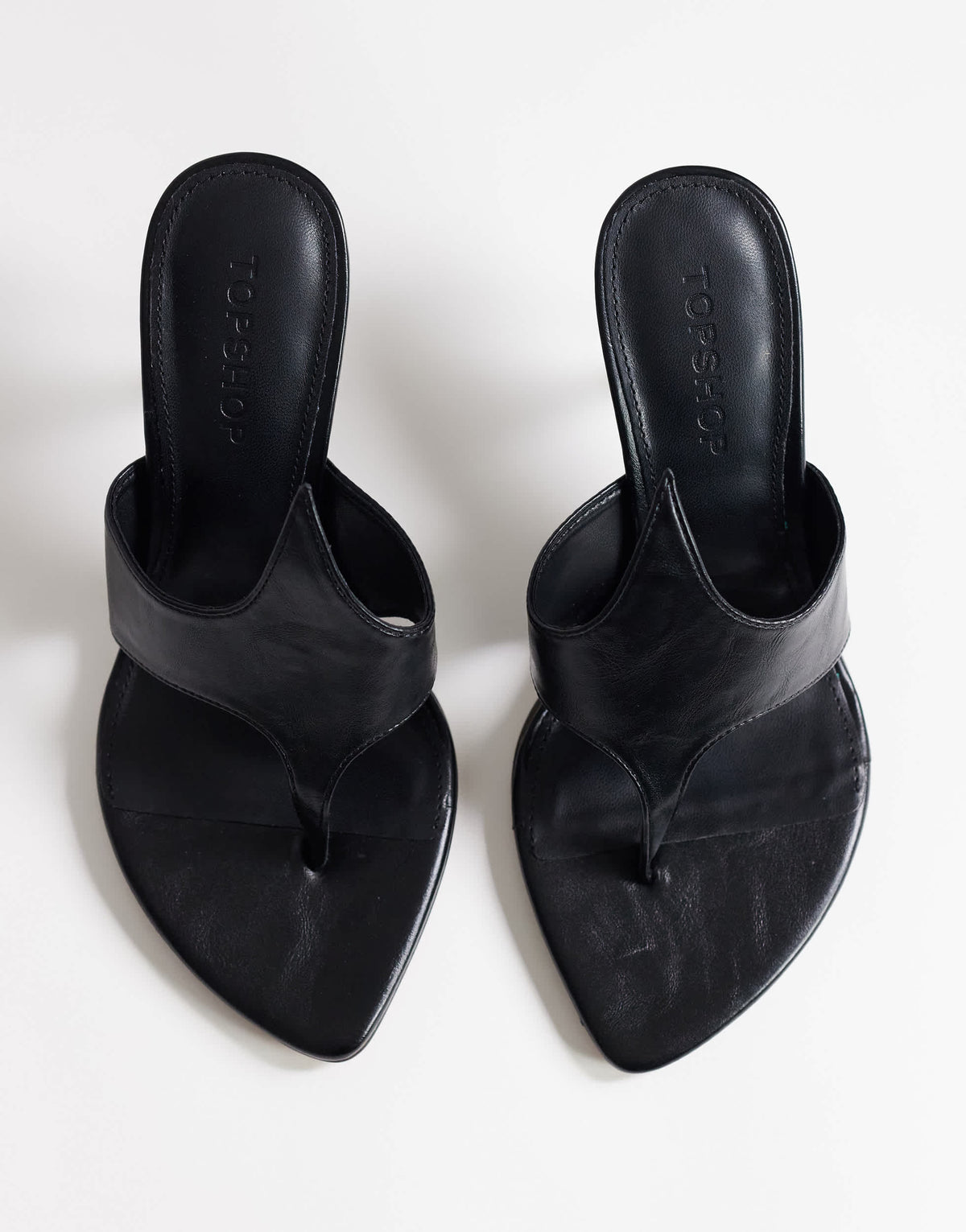Topshop Nora angular high heeled mule sandal in black