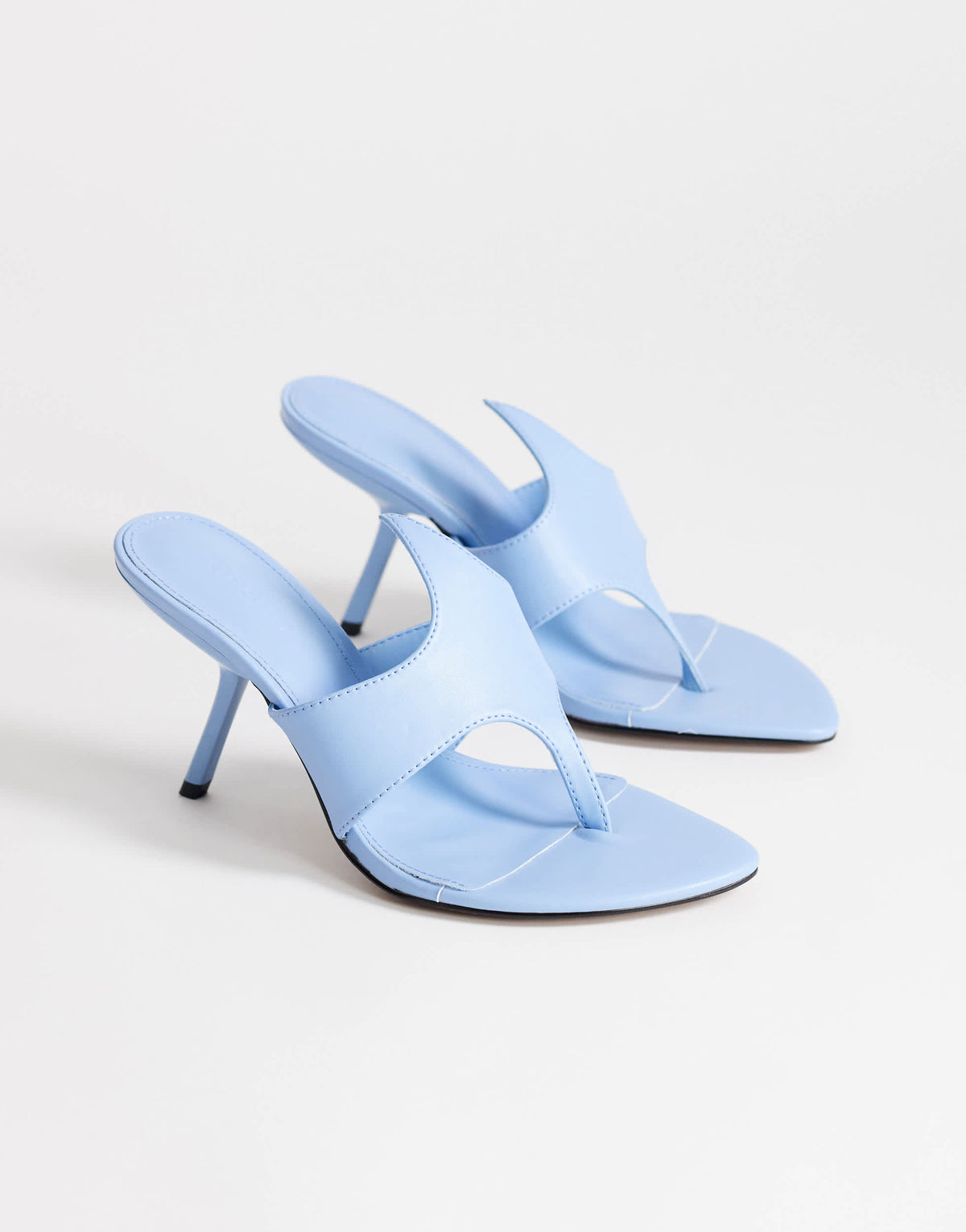 Topshop Nora angular high heeled mule sandal in cornflower blue