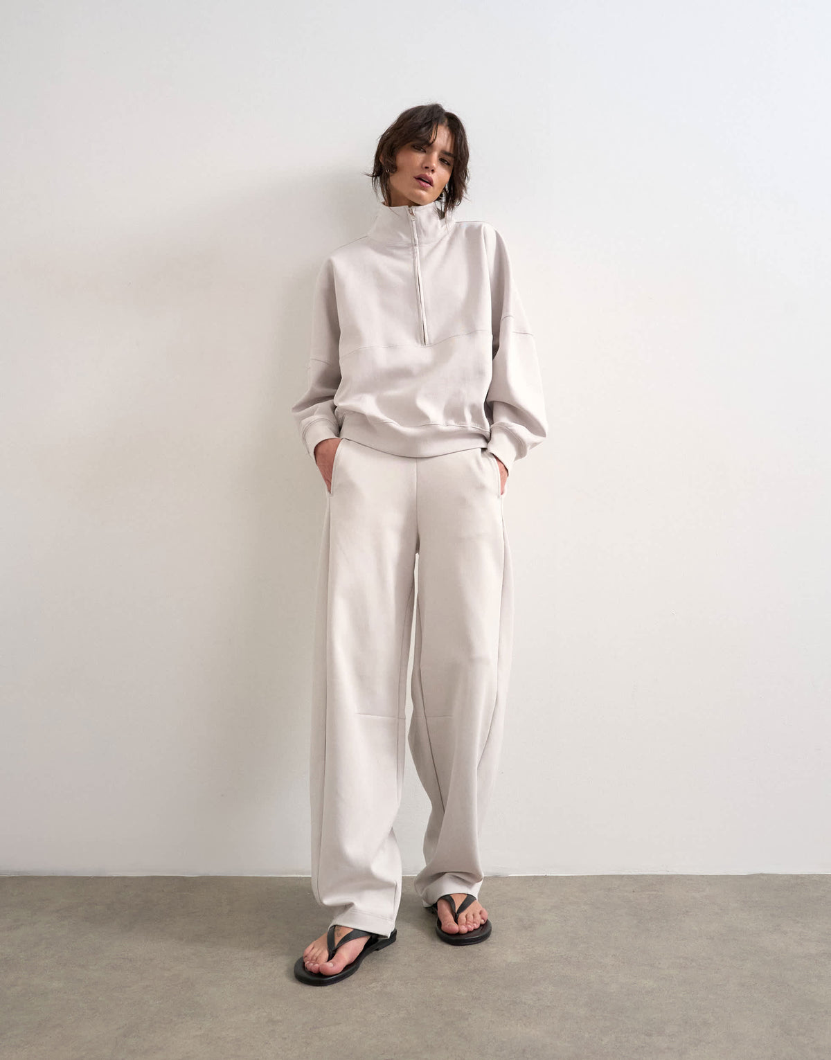 Topshop interlock clean barrel jogger co-ord in stone