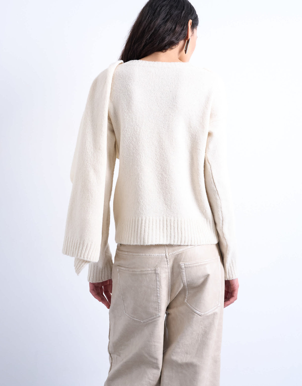 Topshop knitted scarf jumper in cream
