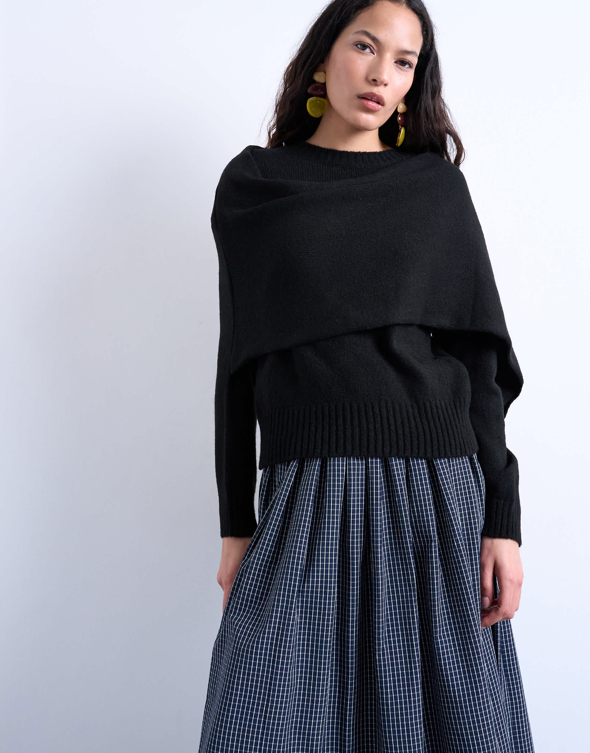 Pull-écharpe en maille Topshop noir