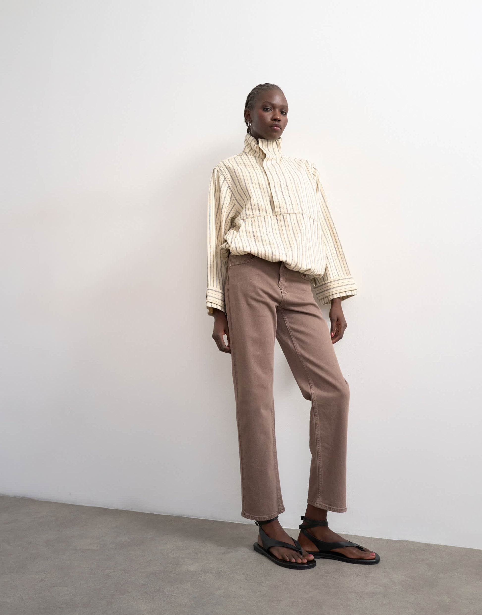 Topshop Orson mid rise comfort straight jean in otter