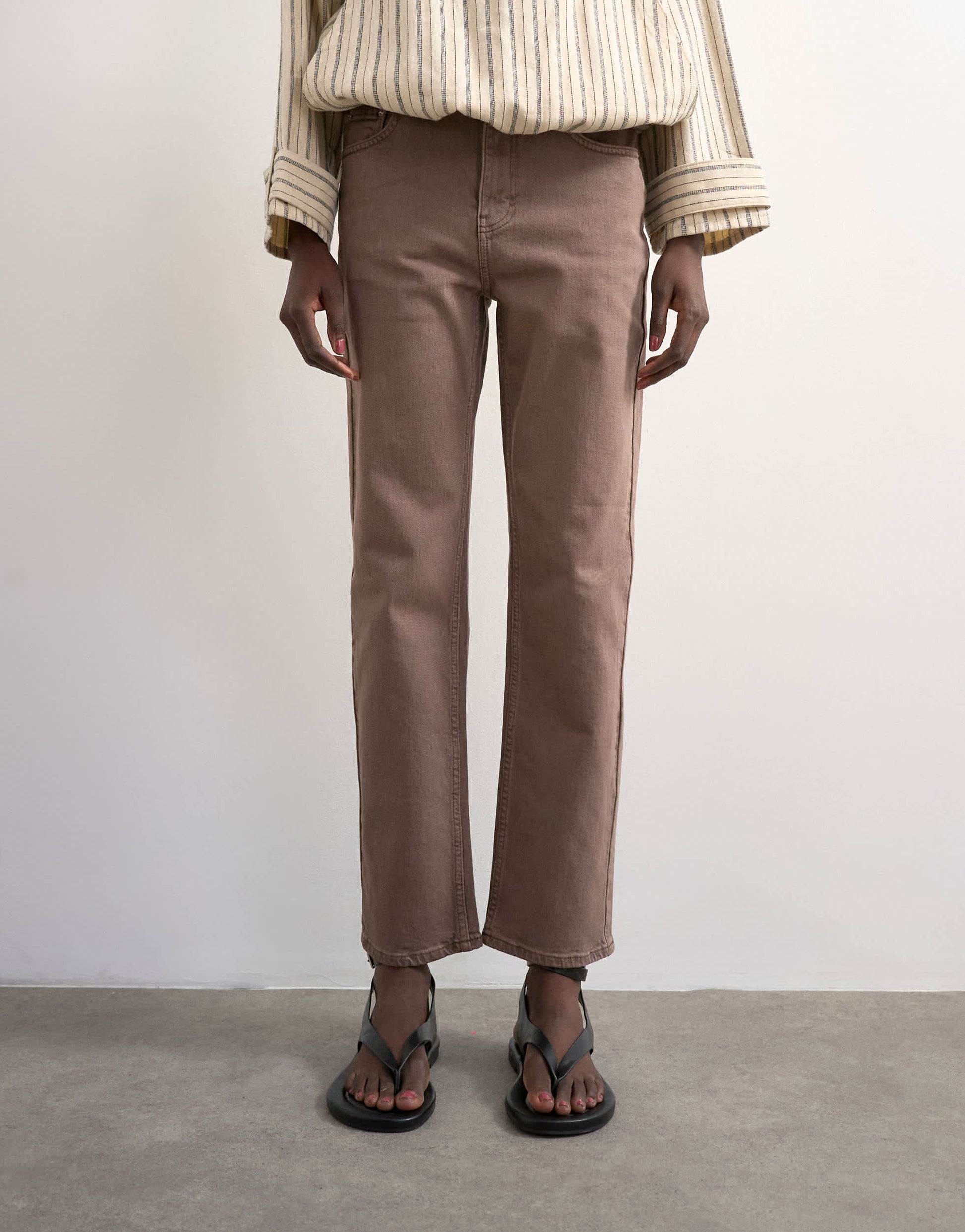 Topshop Orson mid rise comfort straight jean in otter