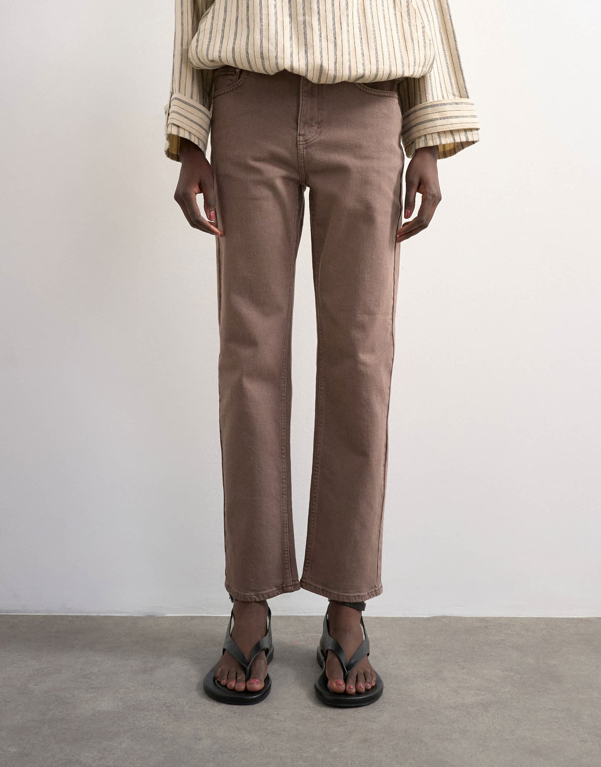 Topshop Orson mid rise comfort straight jean in otter