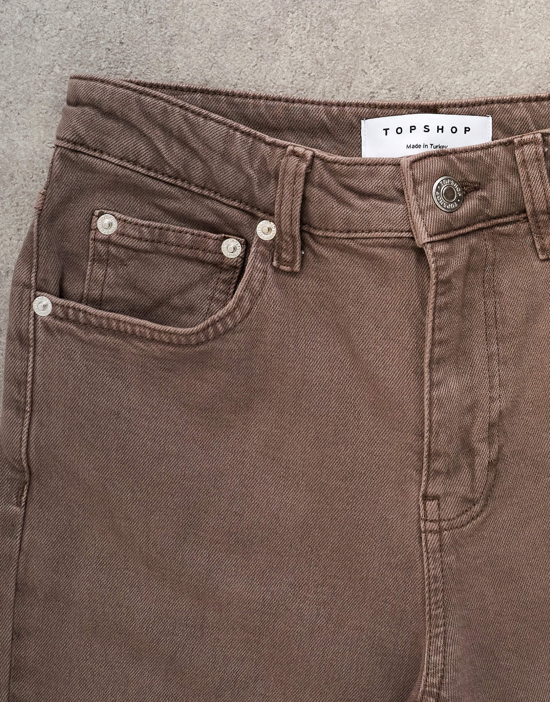 Topshop Orson mid rise comfort straight jean in otter
