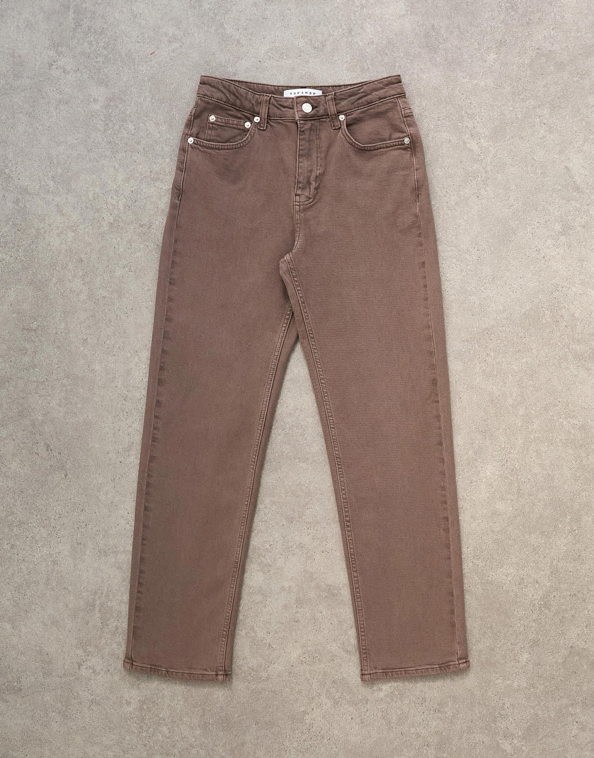 Topshop Orson mid rise comfort straight jean in otter