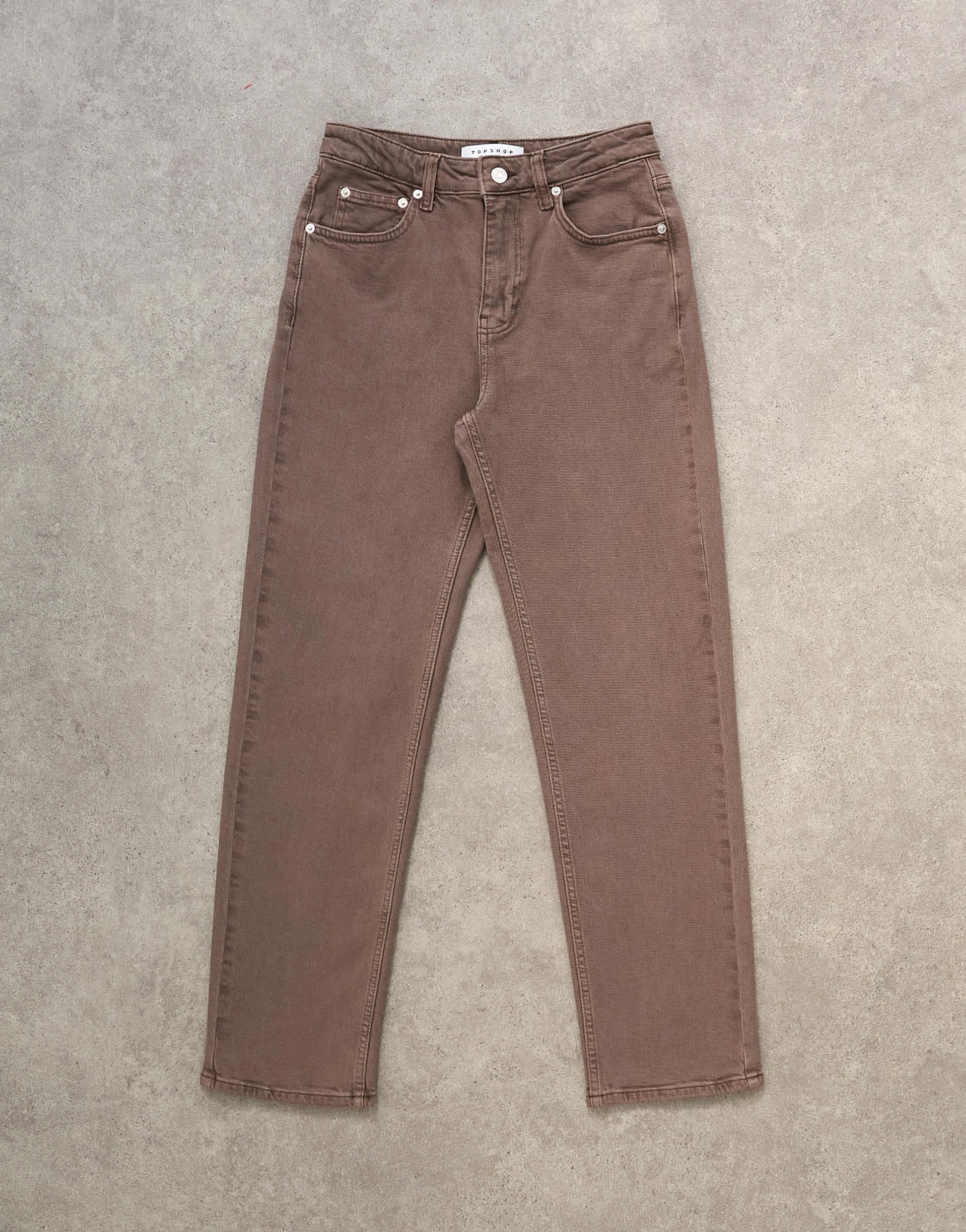 Topshop Orson mid rise comfort straight jean in otter