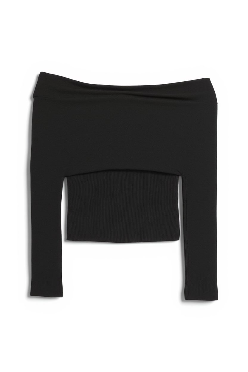 Topshop knitted bardot top in black