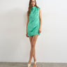 Robe courte vert menthe Topshop en satin à col cheminée et coupe tonneau