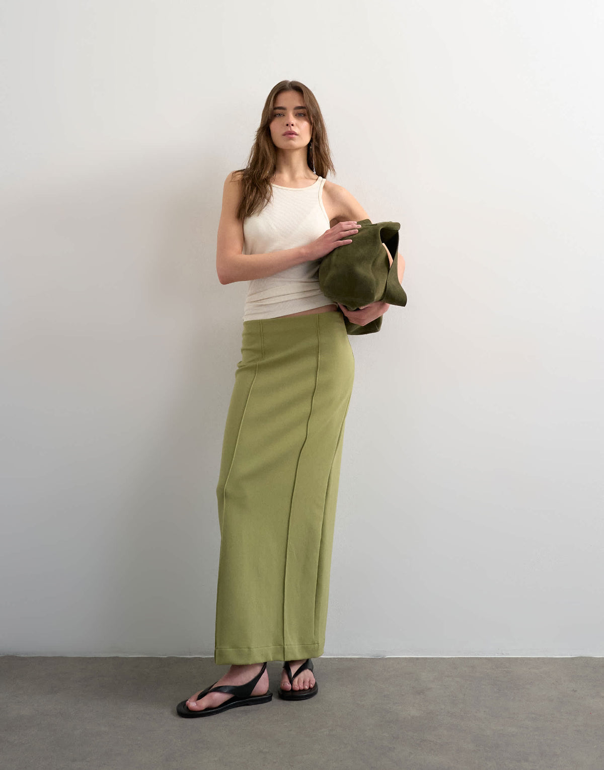 Topshop interlock pencil skirt in green