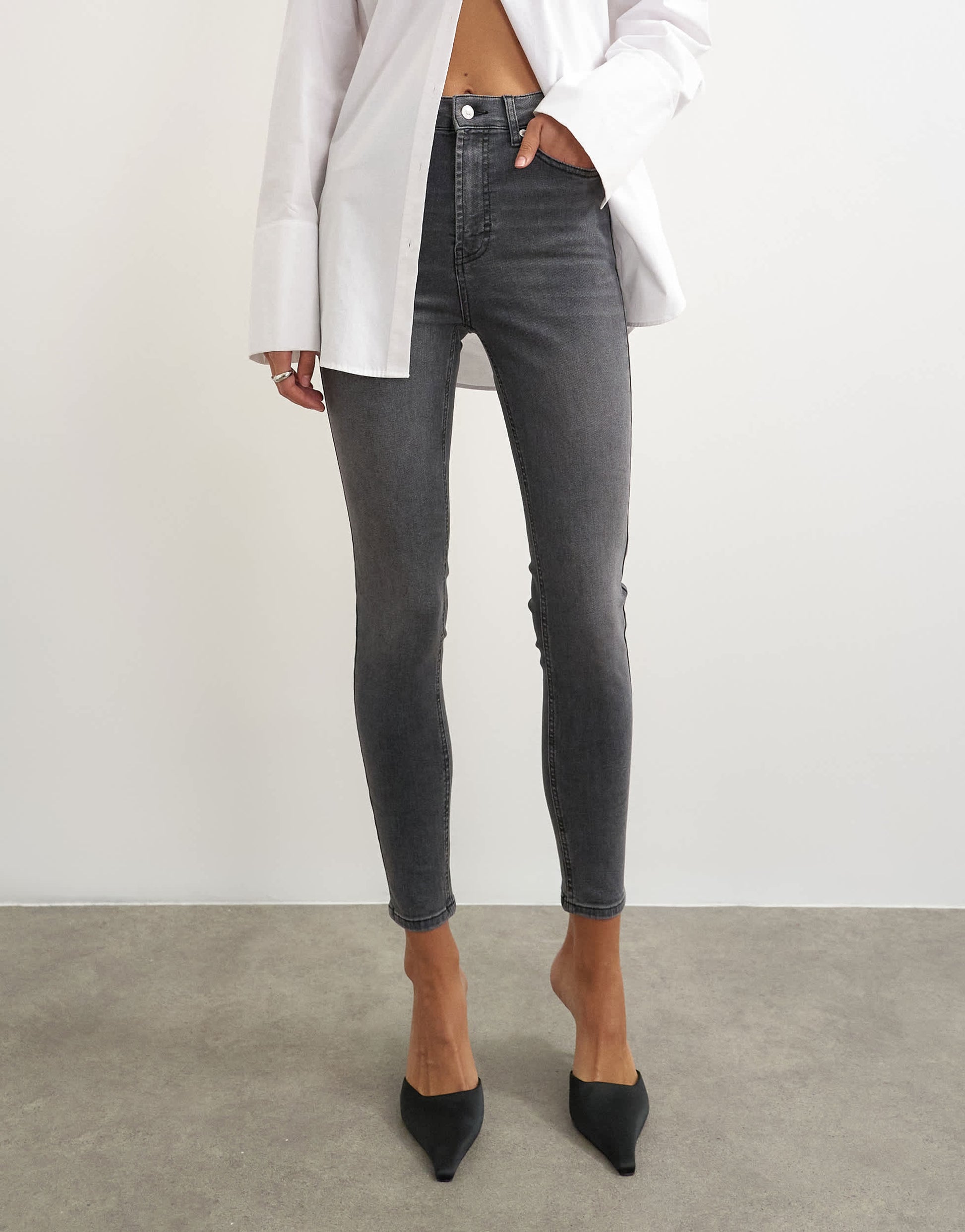 Topshop Jamie high rise skinny jean in washed black