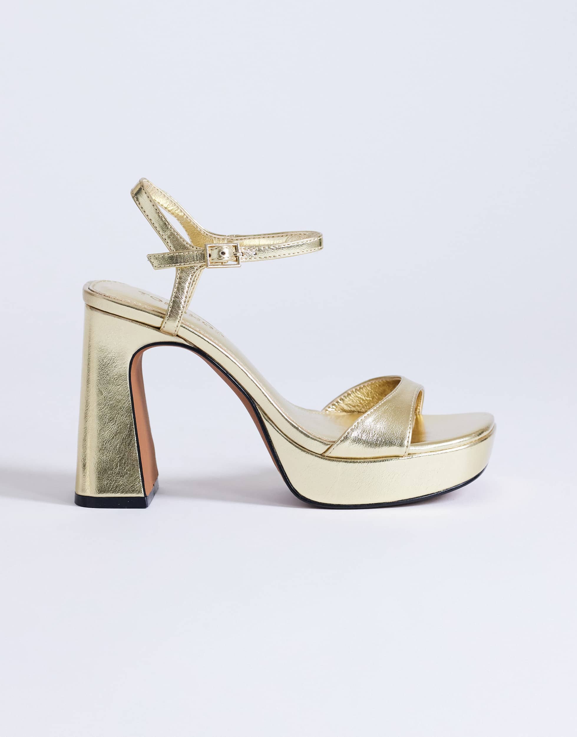 Topshop Faye platform two part high heel sandal in gold