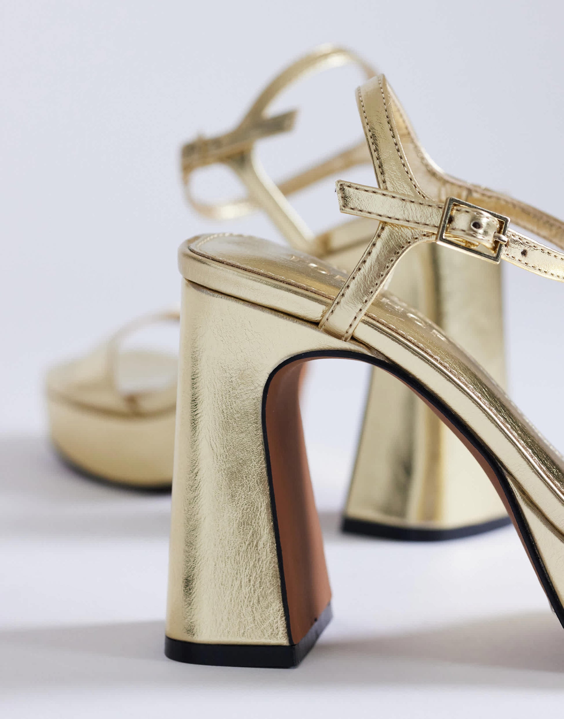 Topshop Faye platform two part high heel sandal in gold