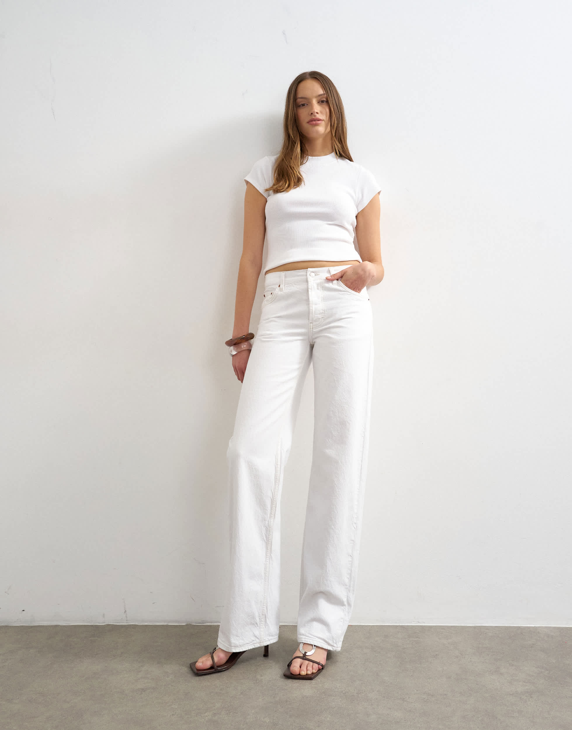 Topshop Tall Ember low rise straight jean in white