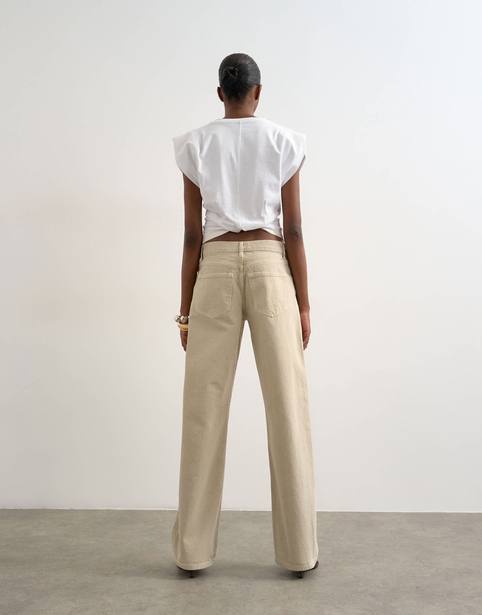 Topshop Ember low rise straight jean in oat