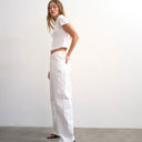Topshop Ember low rise relaxed straight jean in white